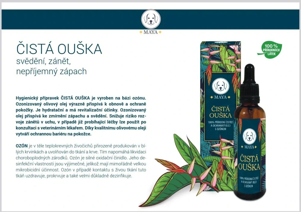 Hygienický přípravek pro čisté psí uši 50 ml.
